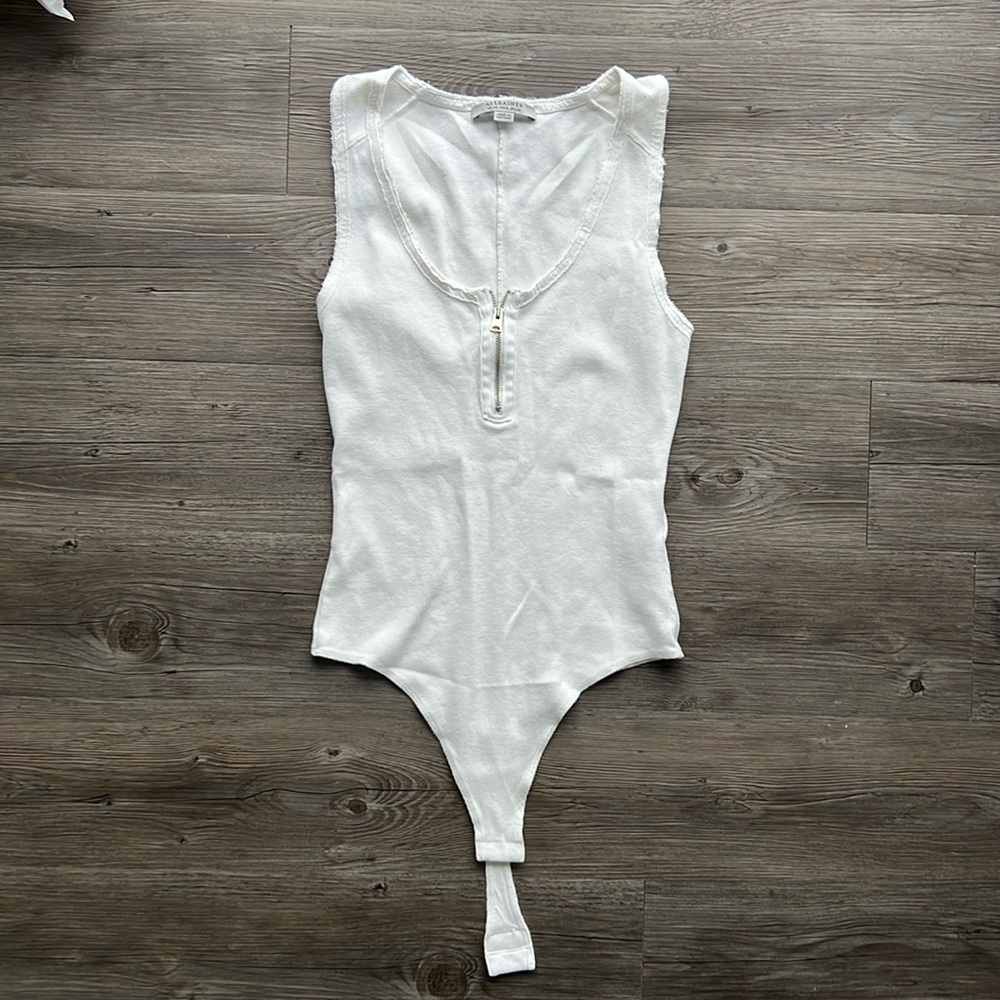 All saints white zip body suit